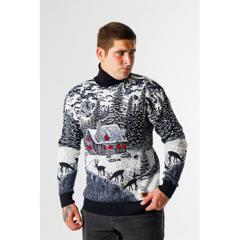 Свитер мужской Navas гольф новогодний , XL, Коричневый