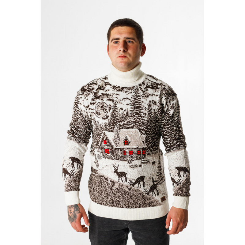 Светр чоловічий Navas гольф новорічний , M, Синій