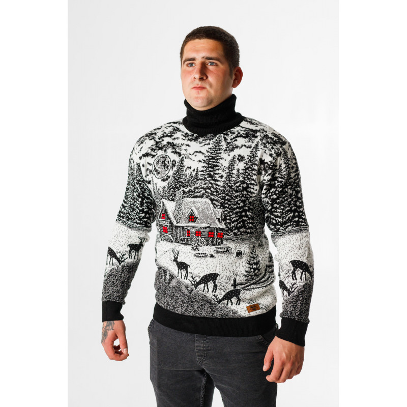 Светр чоловічий Navas гольф новорічний , M, Чорний