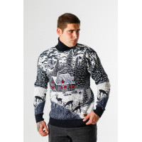 Светр чоловічий Navas гольф новорічний , L, Синій