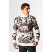 Свитер мужской Navas гольф новогодний , M, Коричневый