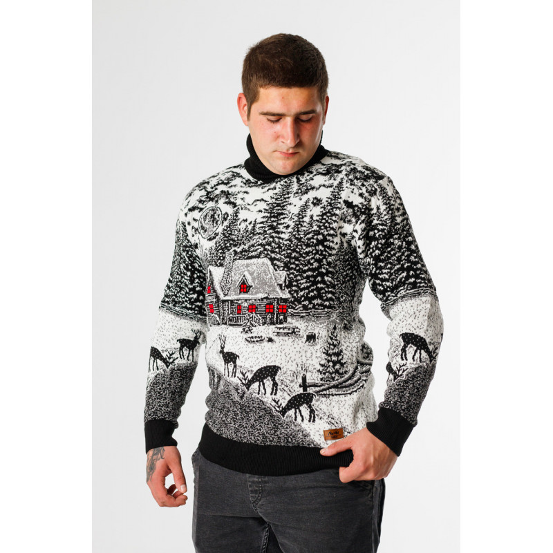 Светр чоловічий Navas гольф новорічний, XL, Чорний