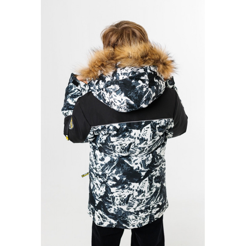 Куртка зима Shengyuan для мальчика 5-10 лет , Черный с синим, 116