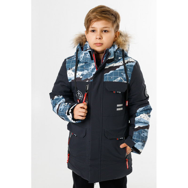 Куртка зимняя WKAS для мальчика 10-16 лет длинная , Черный, 152