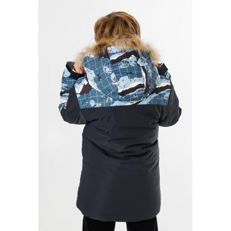 Куртка зимняя WKAS для мальчика 10-16 лет длинная , Черный, 152