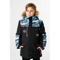 Куртка зимняя WKAS для мальчика 10-16 лет длинная , Черный, 152