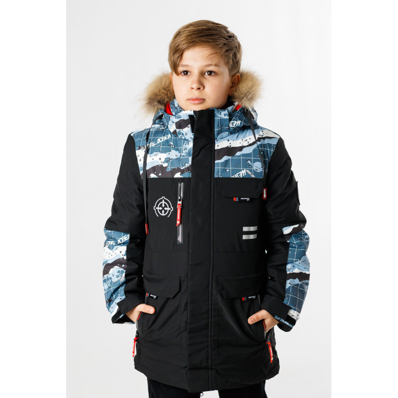 Куртка зимняя WKAS для мальчика 10-16 лет длинная  , Серый, 140