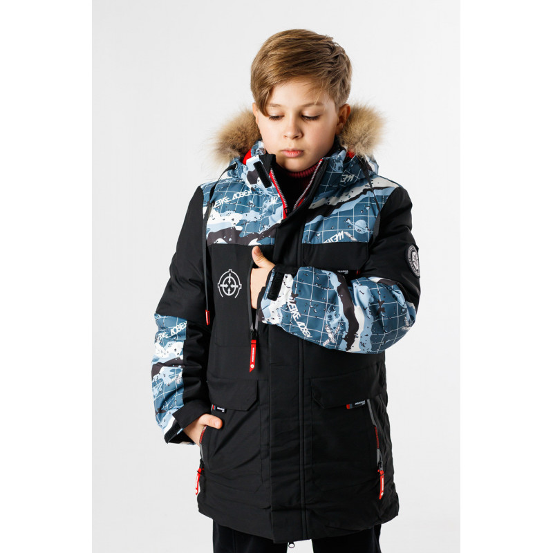 Куртка зимняя WKAS для мальчика 10-16 лет длинная , Черный, 152