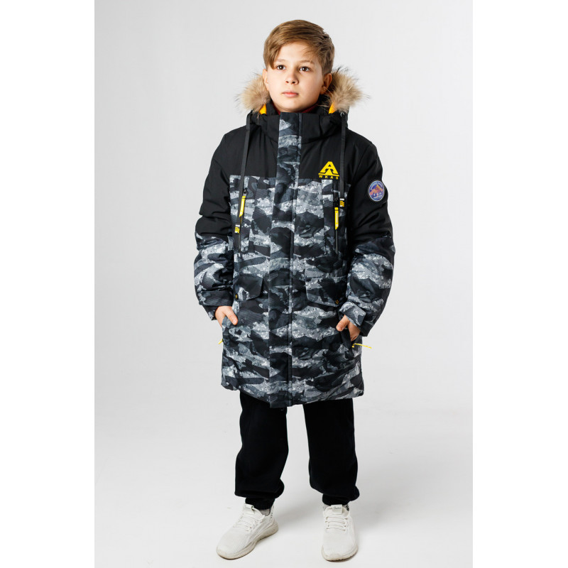 Куртка зима WKAS для мальчика 10-16 лет , Черный с салатовым, 170