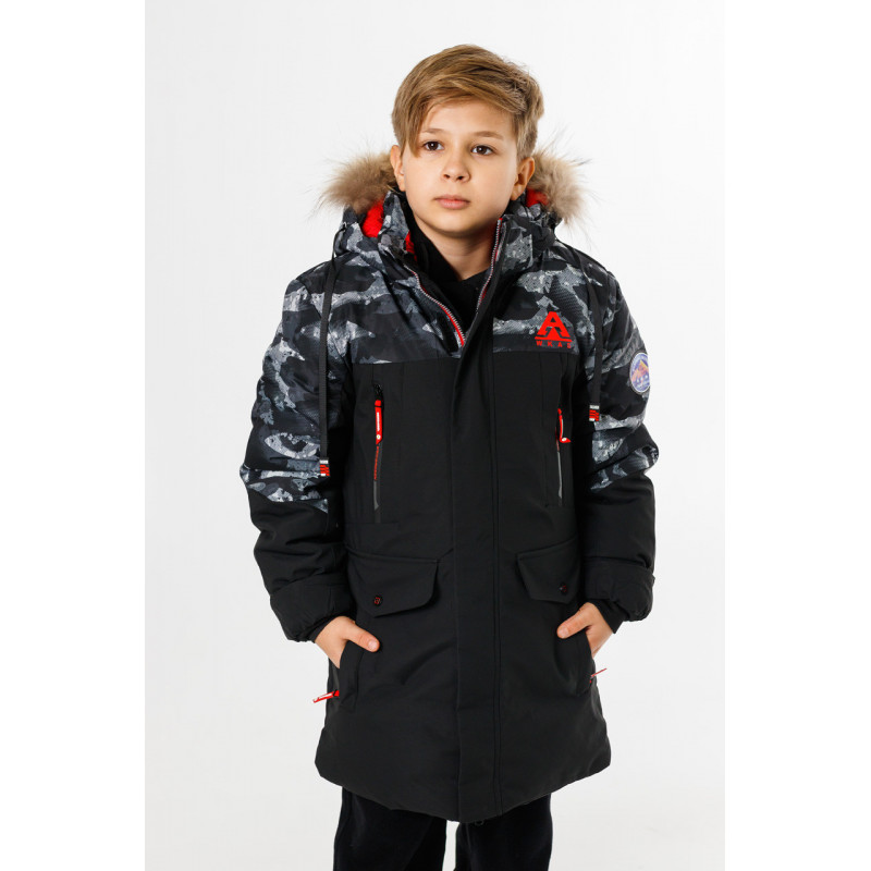 Куртка зима WKAS для мальчика 10-16 лет , Черный с салатовым, 170