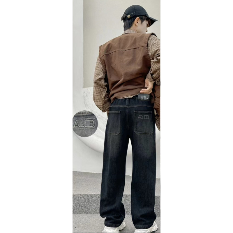 Джинсы багги Alder теплые широкие для мальчика 13-17 лет скейтеры на флисе юниор , Синий 176