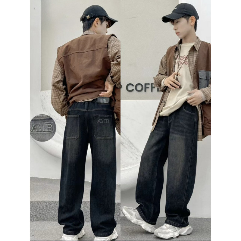 Джинсы багги Alder теплые широкие для мальчика 13-17 лет скейтеры на флисе юниор , Синий 176