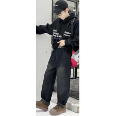 Джинсы скейтеры JDYZ теплые широкие для мальчика 12-17 лет багги на флисе юниор , Синий 164