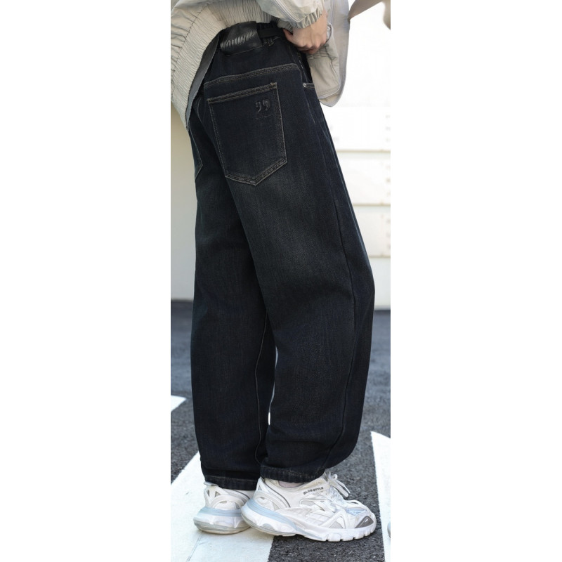 Джинси мом скейтери Bailong чоловічі теплі широкі баггі на флісі , 32, Синій