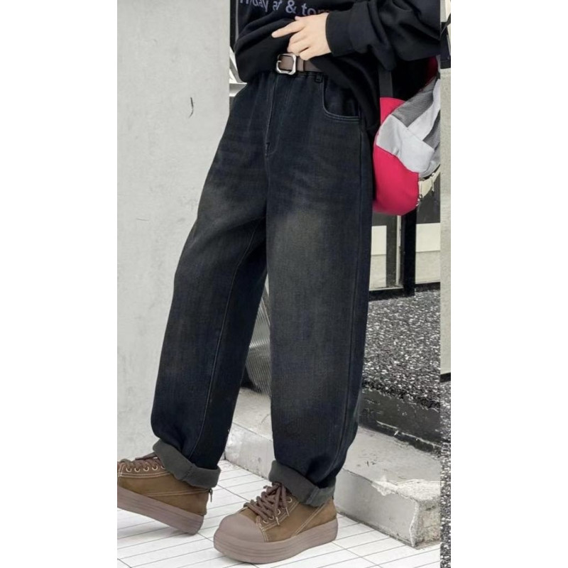 Джинси мом скейтери Bailong чоловічі теплі широкі баггі на флісі , 33, Синій