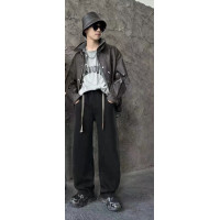 Джинси мом скейтери Bailong чоловічі теплі широкі баггі на флісі , 29, Чорний