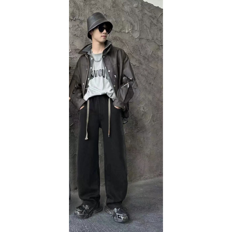 Джинсы багги Bailong теплые широкие для мальчика 11-17 лет багги на флисе , Синий 164