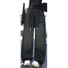 Джинсы багги Bailong теплые широкие для мальчика 11-17 лет багги на флисе , Синий 164