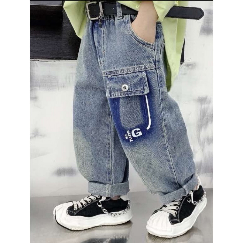 Джинсы Alder багги широкие для мальчика 4-7 лет скейтеры , 98, Голубой