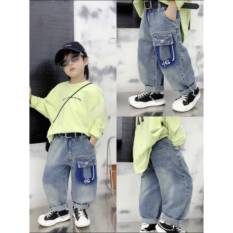 Джинсы Alder багги широкие для мальчика 4-7 лет скейтеры , 98, Голубой