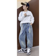 Джинсы Alder скейтеры широкие для мальчика 7-12 лет багги , Голубой 128