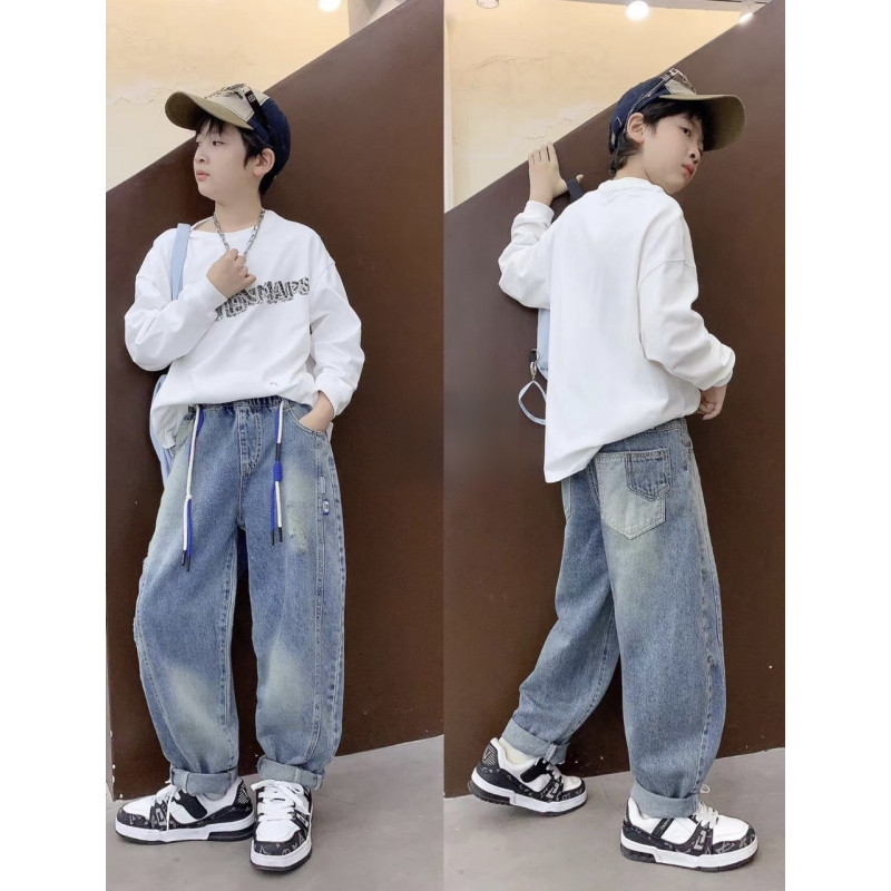 Джинсы Alder скейтеры широкие для мальчика 7-12 лет багги , Голубой 128