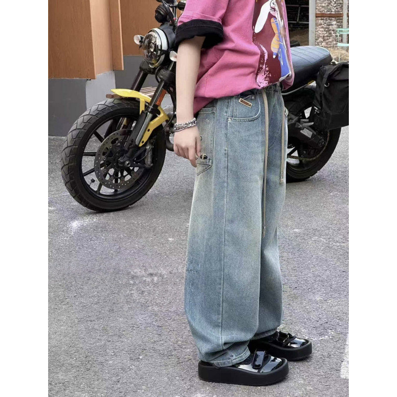 Джинсы JDYZ багги широкие для мальчика 8-13 лет , Черный 158