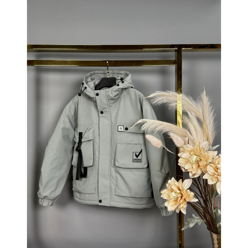 Куртка TH&TZ демисизонная для мальчика 8-11 лет , Серый,  128