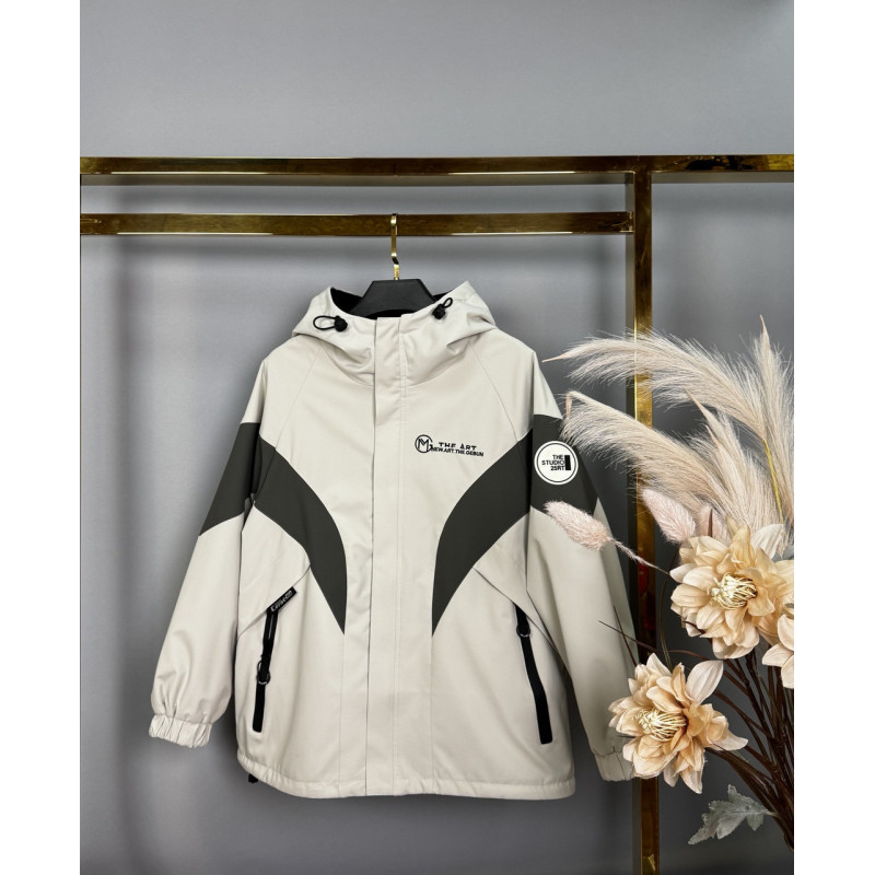 Куртка TH&TZ двухсторонняя оверсайз для мальчика 10-15 лет , Бежевый,  146