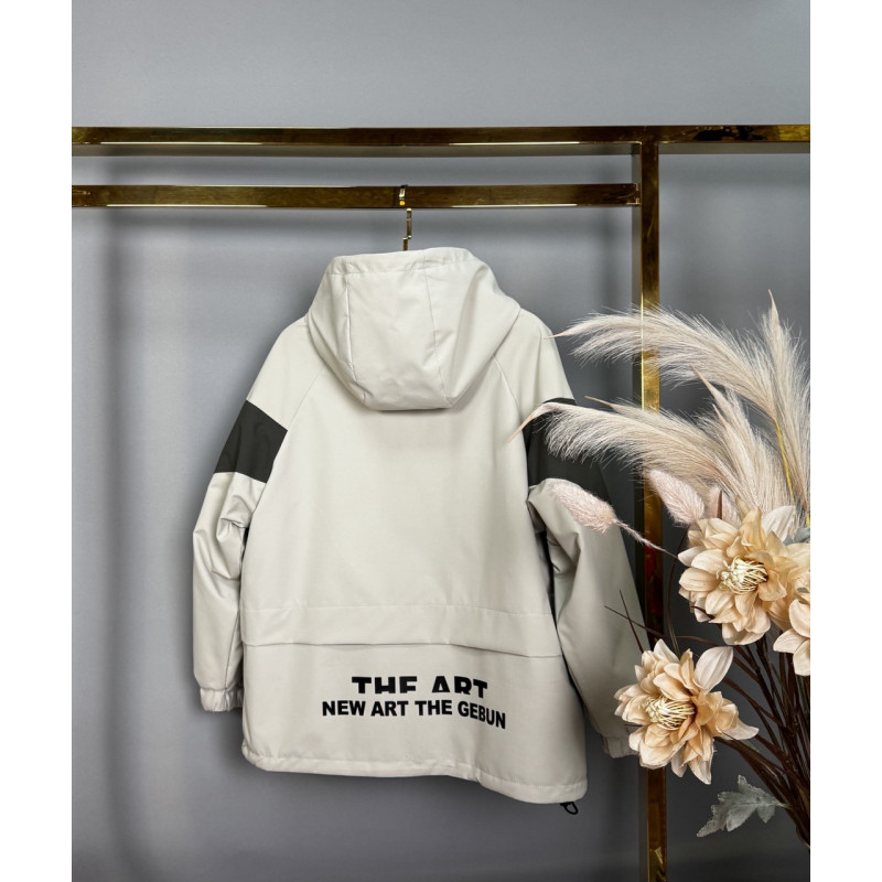 Куртка TH&TZ двухсторонняя оверсайз для мальчика 10-15 лет , Бежевый,  146