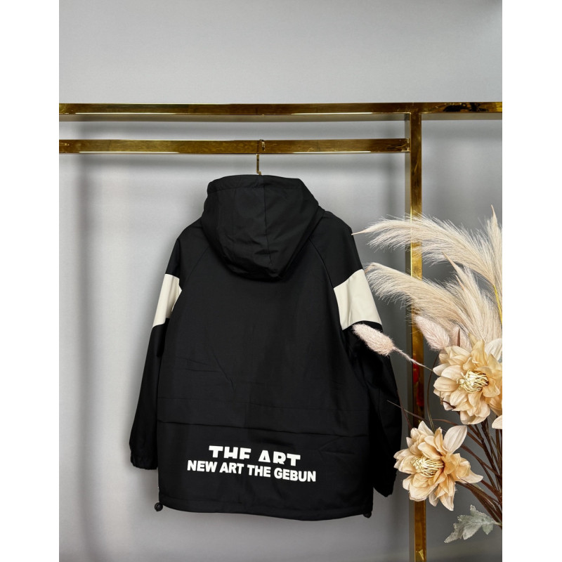 Куртка TH&TZ двухсторонняя оверсайз для мальчика 10-15 лет , Черный,  164