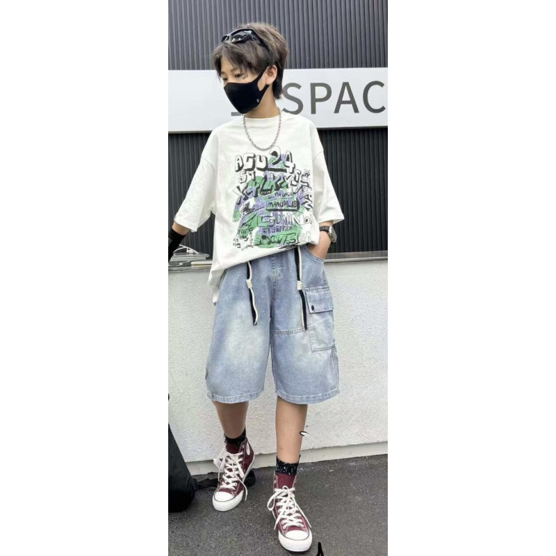 Шорты багги Waiyi Kids широкие для мальчика 9-14 лет , 140, Голубой