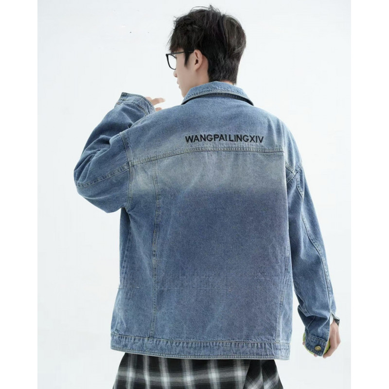 Куртка джинсовая Wplx Оверсайз для мальчика 11-17 лет пиджак джинсовый , Голубой,   170