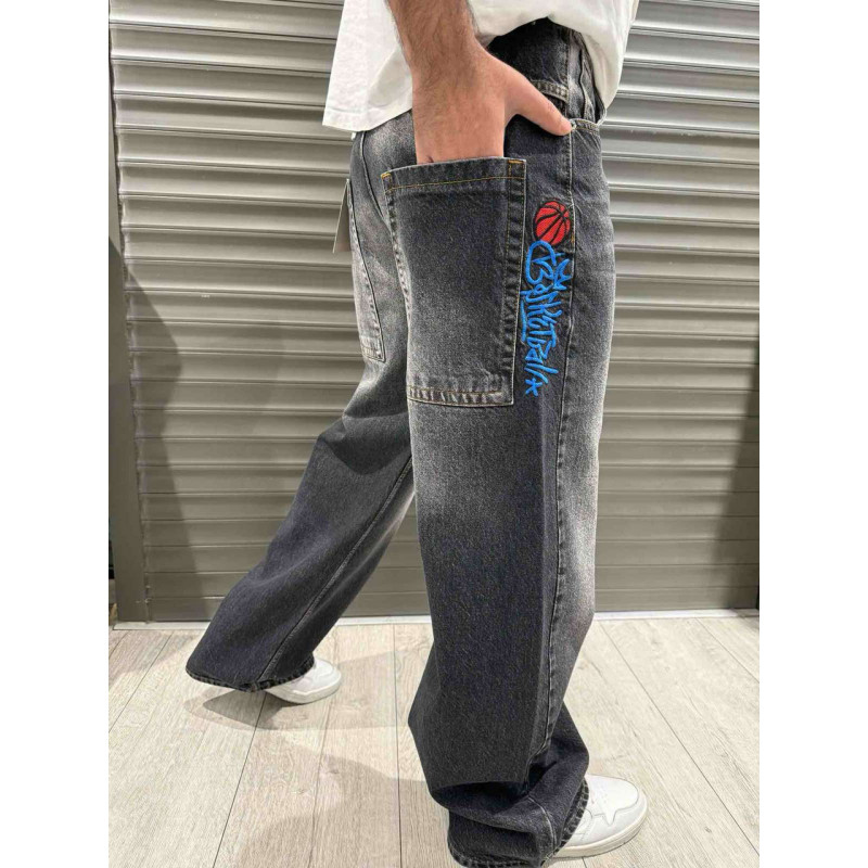 Джинсы  John Lucca мужские широкие багги принт , 29,  Темно-серый