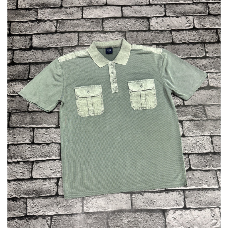 Футболка тениска Panda мужская поло с карманами , 4XL,Синий