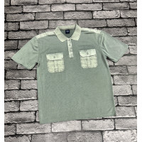 Футболка тениска Panda мужская поло с карманами , 4XL,Оливковый