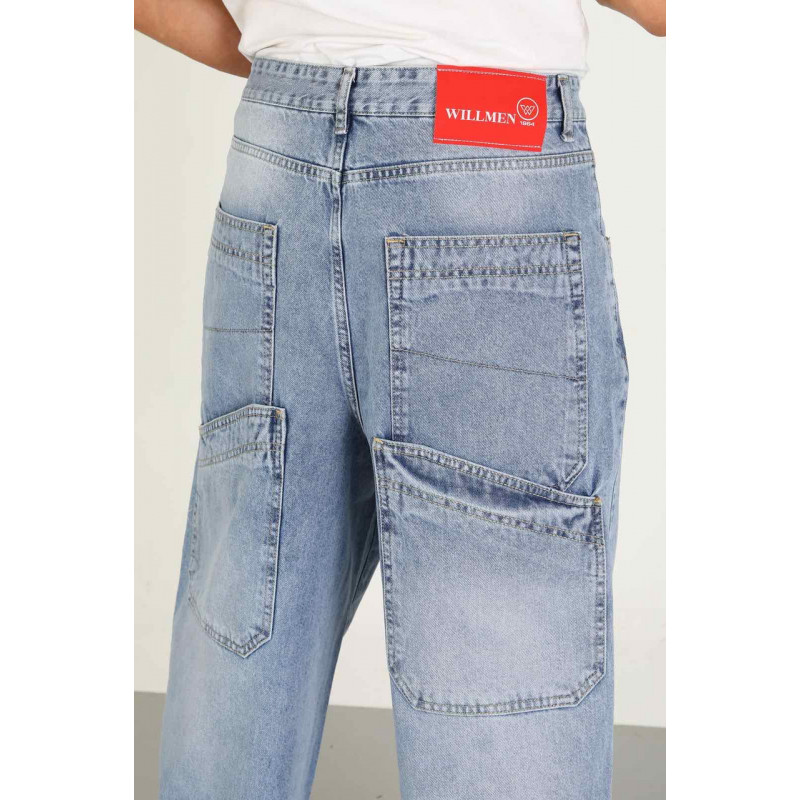 Джинсы мужские Willmen Super Baggy широкие скейтер багги , 32  Голубой