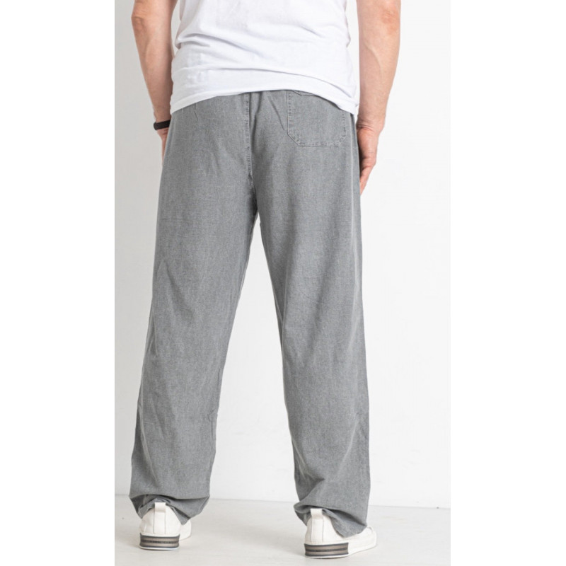Мужские льняные брюки Ao Long — летние, хлопок, свободный крой, большие размеры, Турция , 34, Светло-серый