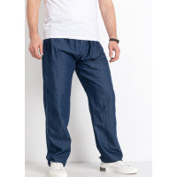 Мужские льняные брюки Ao Long — летние, хлопок, свободный крой, большие размеры, Турция , 40, Синий