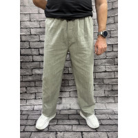Мужские льняные брюки Ao Long — летние, хлопок, свободный крой, большие размеры, Турция , 34, Оливковый