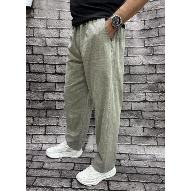 Мужские льняные брюки Ao Long — летние, хлопок, свободный крой, большие размеры, Турция , 36, Оливковый