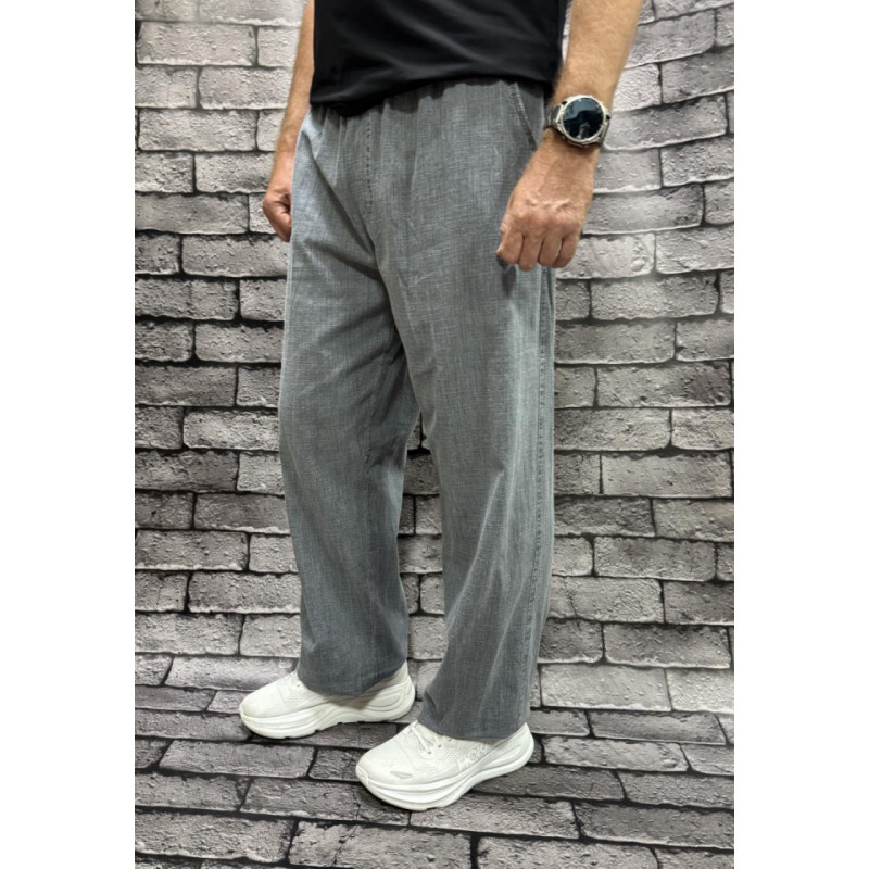 Мужские льняные брюки Ao Long — летние, хлопок, свободный крой, большие размеры, Турция , 36, Темно-серый