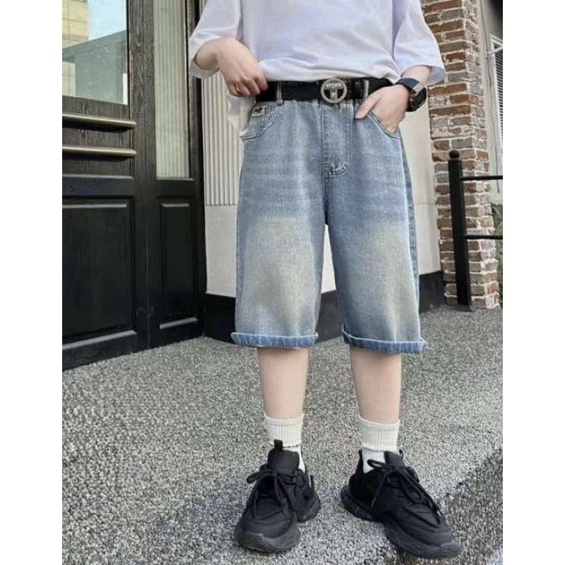 Шорты багги LNYB для мальчика 8-14 лет джинсовые , 152, Голубой