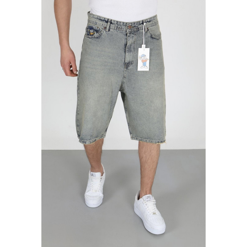 Мужские джинсовые шорты-бермуды Big Boy, широкие, 100% хлопок, Турция,33, Серый