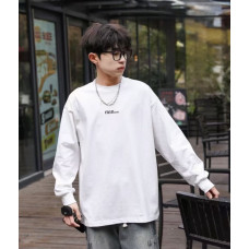 Свитшот Лонг MinMin оверсайз для мальчика 10–15 лет, хлопок двунитка  Белый,  158