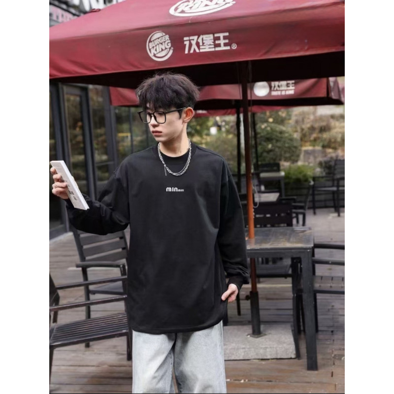 Свитшот Лонг MinMin оверсайз для мальчика 10–15 лет, хлопок двунитка  Черный,  164