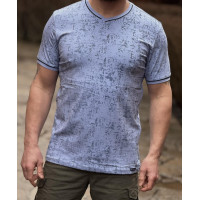 Мужская футболка Reddown с V-образным вырезом, хлопок, Турция,  XXXL,Голубой