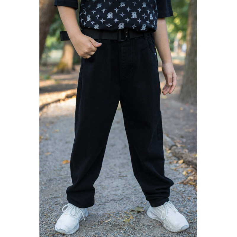 Джинсы мом Alder широкие для мальчика 11-17 лет , Серый 146