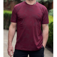 Футболка мужская Red Down 2XL–5XL, большие Турция, хлопок, свободная XXXL,Бордовый