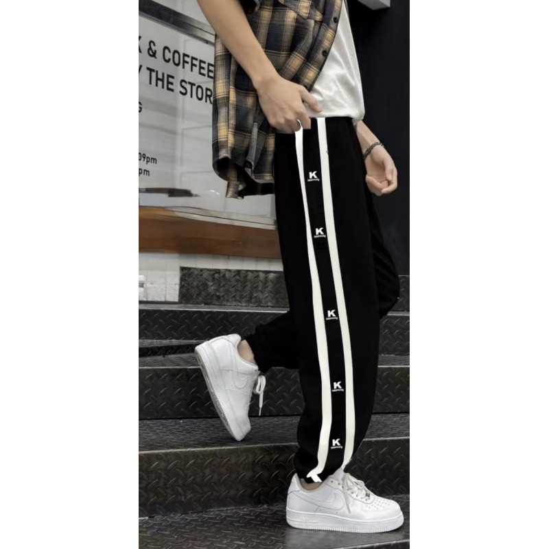 Брюки подростковые Huazaier свободные с евроманжетами – streetwear стиль,Черный, 170